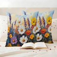 thumbnail image 3 of Spring Floral Pillow Covers 2 Pack Lavender Colorful Oil Painting Flower Pillowcase Waterproof Outdoor Throw Pillow Cover for Patio Garden Square Cushion 16”x16”, 3 of 9