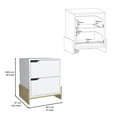 thumbnail image 4 of Nightstand with 2-Drawers, End Table with Sturdy Base, White / Macadamia, 4 of 5