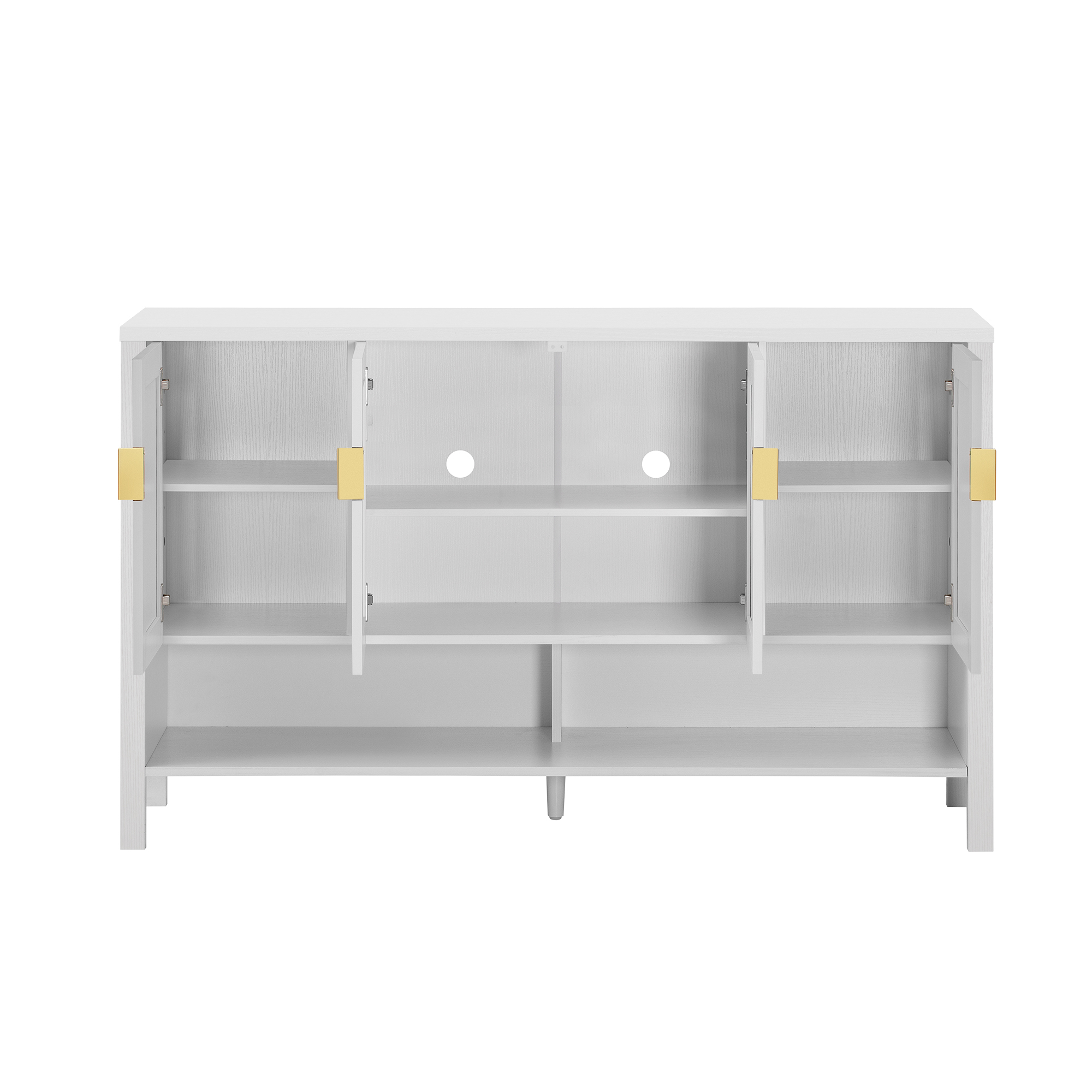 Euroco 55" Sideboard Buffet Cabinet with Storage, Modern Large Credenza with Open Shelf,2-Tiers Adjustable Shelves and Double Hooks,Kitchen Coffee Bar Console Table for Living Room, Hallway,White
