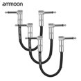thumbnail image 1 of ammoon 3-Pack Guitar Effect Pedal Instrument Patch Cable 15cm/ 0.5ft Long with 1/4 Inch 6.35mm Silver Right Angle Plug Black PVC Jacket, 1 of 7
