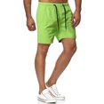 thumbnail image 1 of Innerwin Summer Short Pants Solid Color Men's Beach Shorts Vacation Drawstring Breathable Swim Trunks Fluorescent Green 2XL, 1 of 3