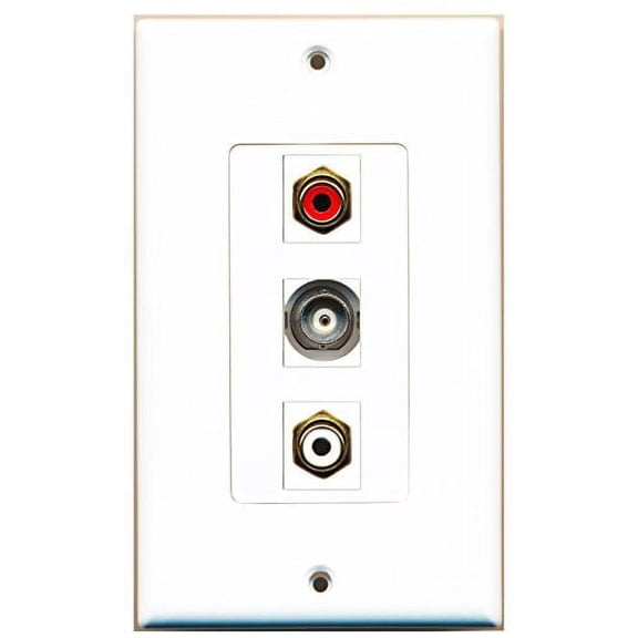 RiteAV - 1 Port RCA Red and 1 Port RCA White and 1 Port BNC Decorative Wall Plate Decorative