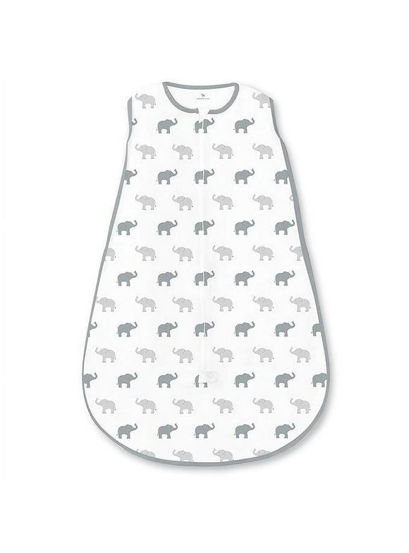 Amazing Baby Cotton Sleeping Sack, Wearable Blanket with 2-way Zipper, Sterling Tiny Elephants, Medium (6-12 mo)