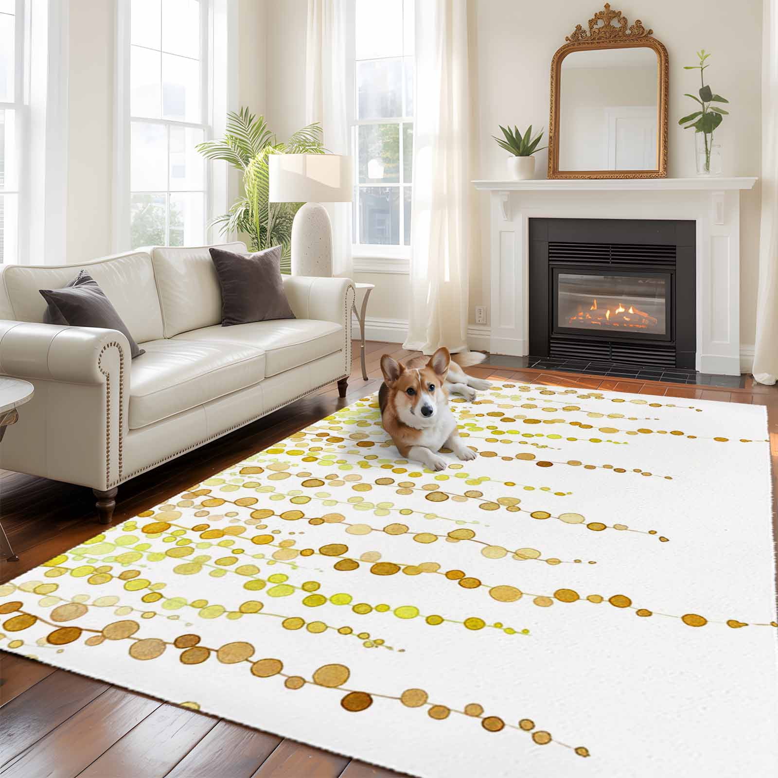 5'x7' Area Rugs for Living Room Bedroom, Sage Green Polka Dots Washable Rug Carpet Runner Indoor Outdoor, Vintage Abstract Art Watercolor Non Slip Floor Mats Area Rug for Kitchen, Nursery