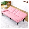 thumbnail image 7 of 67"Modern Futon Sofa Bed,Convertible 3 in 1 Bed Couches with Adjustable Backrest,Cup Holders,Comfy PVC Leather Recliner Sofa Loveseat with Legs for Small Home Living Room (Pink), 7 of 7