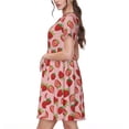 thumbnail image 2 of Lsque Strawberries Print Women's Casual Dress T-Shirt Summer Short Sleeve Scoop Neck Swing Dresses, 2 of 6