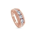 thumbnail image 3 of AFFY 0.85CT Moissanite Diamond Channel Set Men's Wedding Band Ring in 14K Rose Gold over Silver-12, 3 of 5