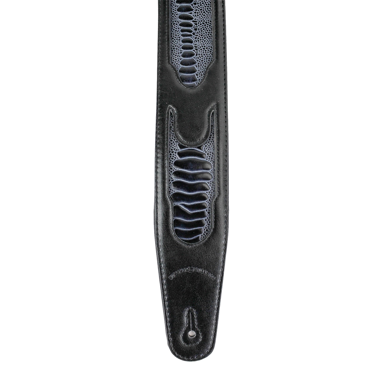 Walker & Williams GC-21 Black Leather Padded Guitar Strap with Armadillo Inserts