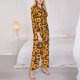 thumbnail image 3 of Fotbe Vintage Brown Plaid Sunflower Conjunto de Pijama de Manga Larga para Mujer con Estampado, Ropa de Dormir de 2 Piezas, Conjunto de Casa Suave y Cómodo con Bolsillos-Medium, 3 of 7