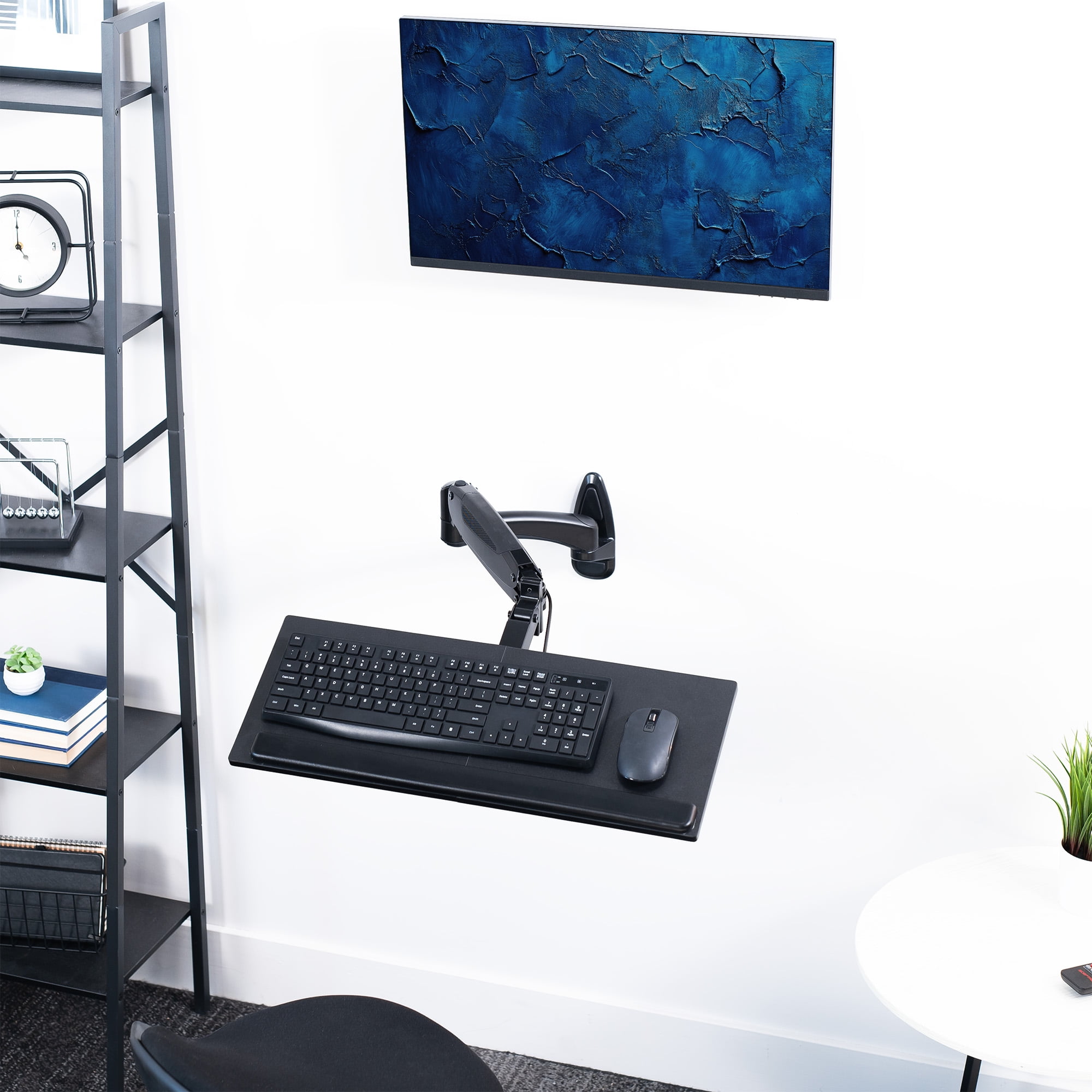 VIVO Pneumatic Keyboard & Mouse Platform Wall Mount, Keyboard Tray Arm