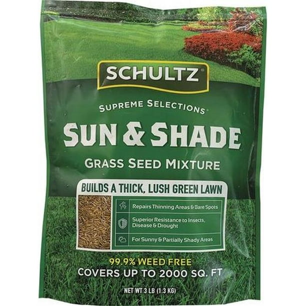 Schultz Supreme Selections Sun & Shade Lawn Grass Seed Mixture, 3 lb