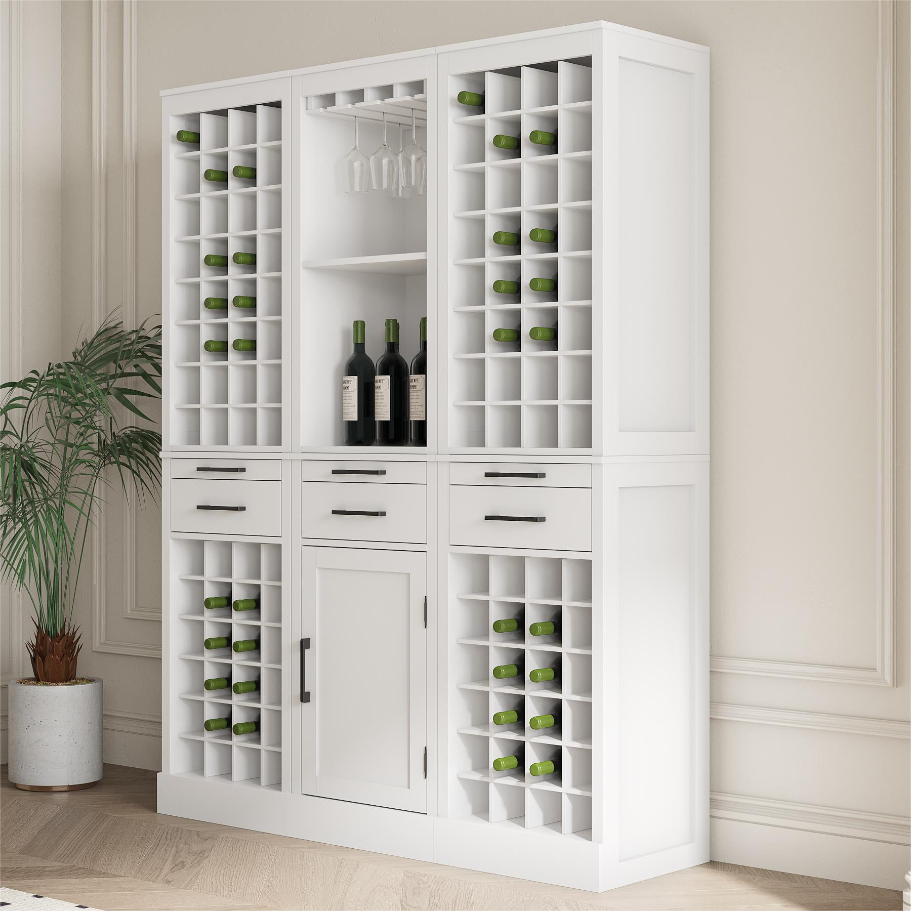 Wine Bar Cabinet,Farmhouse Wine Bar Cabinet Buffet Cabinet & Sideboard Cupboard for Living,Dining Room,White