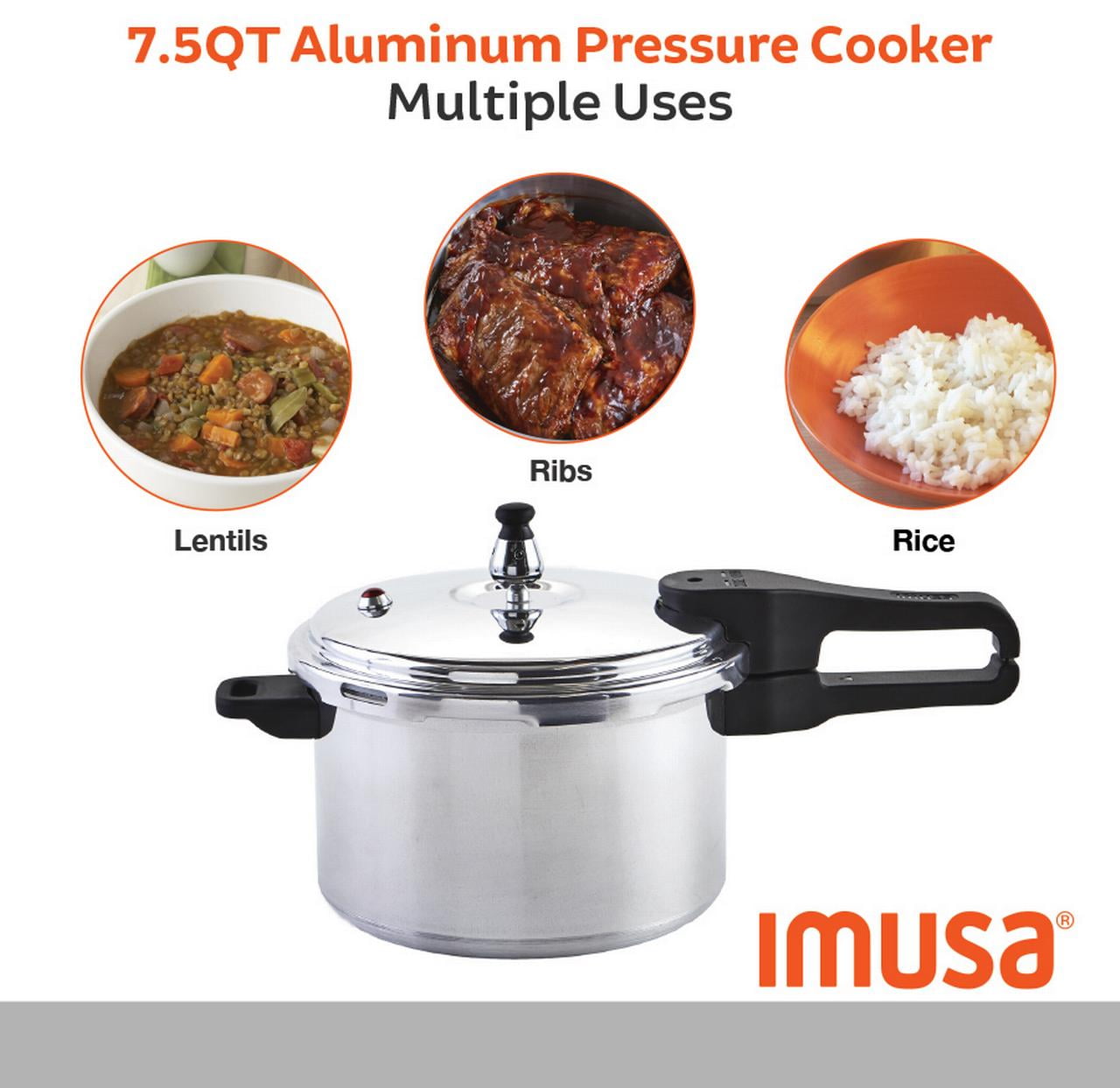 IMUSA IMUSA Stovetop Natural Finish Basic Pressure Cooker 7.2 Quarts,  Silver - IMUSA