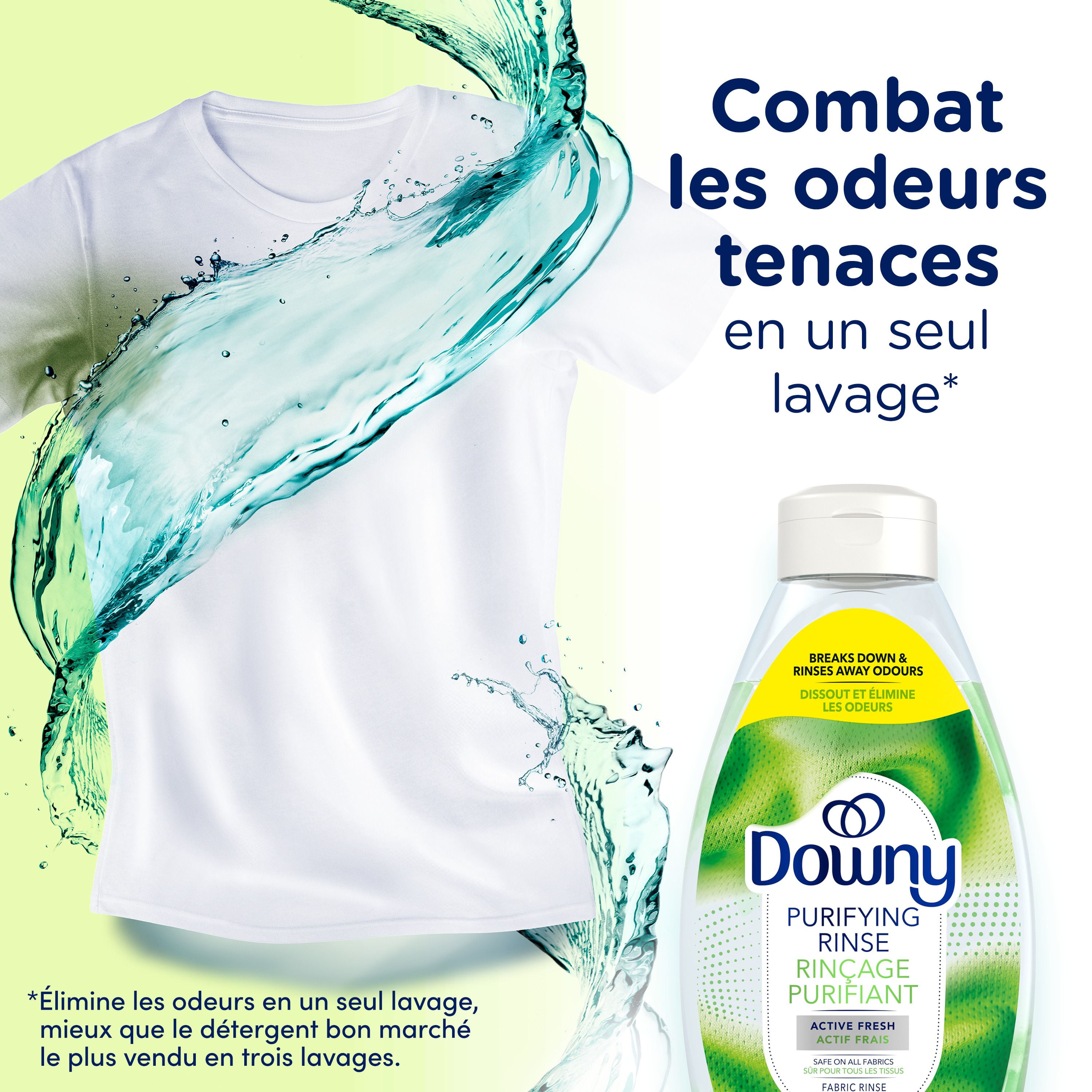Downy Fabric Rinse Laundry Odour Remover, Active Fresh Scent, Fabric Softener and Laundry Odour Removal Rinse, 1.08 L