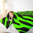 thumbnail image 4 of jejeloiu Zebra Print Texture Full Size Comforter Sets,Wild Animal Bedding Comforter Set,Green Black Bedding Sets For Girls Kids,Super Cozy Room Decor Reversible,3 Pieces, 4 of 8