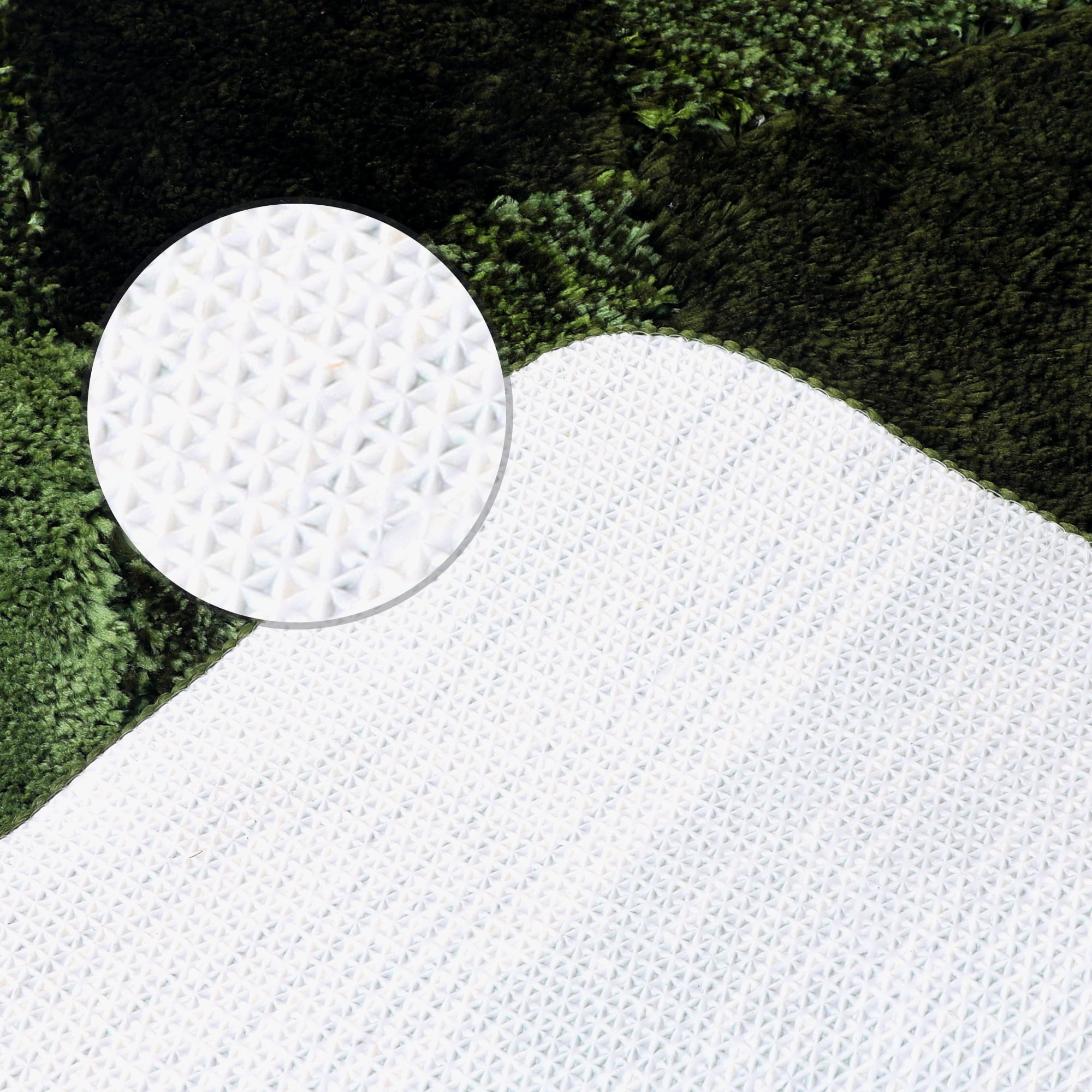 Unique Bargains Geometric Pattern Bathroom Rug Mat Soft Absorbent Bath Mat Non-Slip Carpet Green 16" x 24"