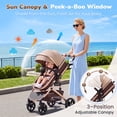 thumbnail image 6 of babyeap 2 in 1 Baby Stroller,Foldable Lightweight Carriage Reversible Bassinet Pram for Toddler,Travel Stroller with with Cup Holder,Brown, 6 of 13