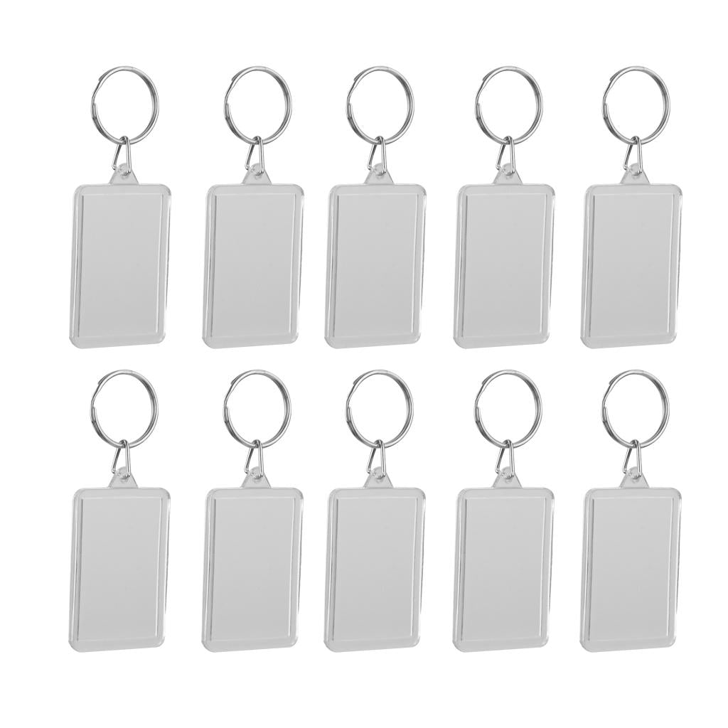 10 x Clear Acrylic Blank Photo Picture Frame Key Ring Keychain 28x31mm Gifts 