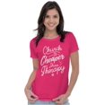thumbnail image 4 of Church is Cheaper Than Therapy Womens Slim Fit Graphic Tee Brisco Brands M, 4 of 5