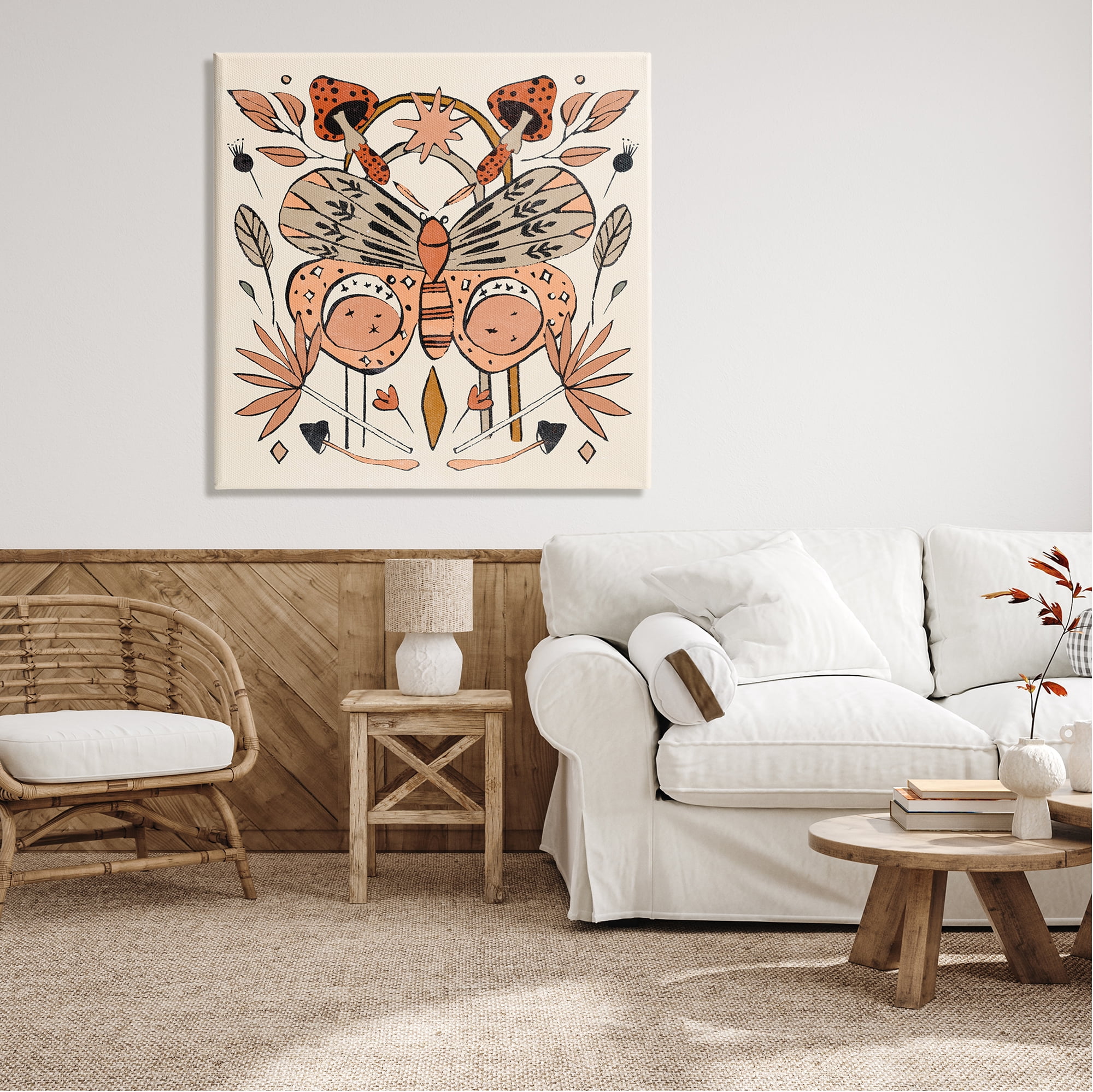 Stupell Industries Moth & Herbs Pattern Animals & Insects Painting Gallery Wrapped Canvas Print Wall Art, 36 x 36