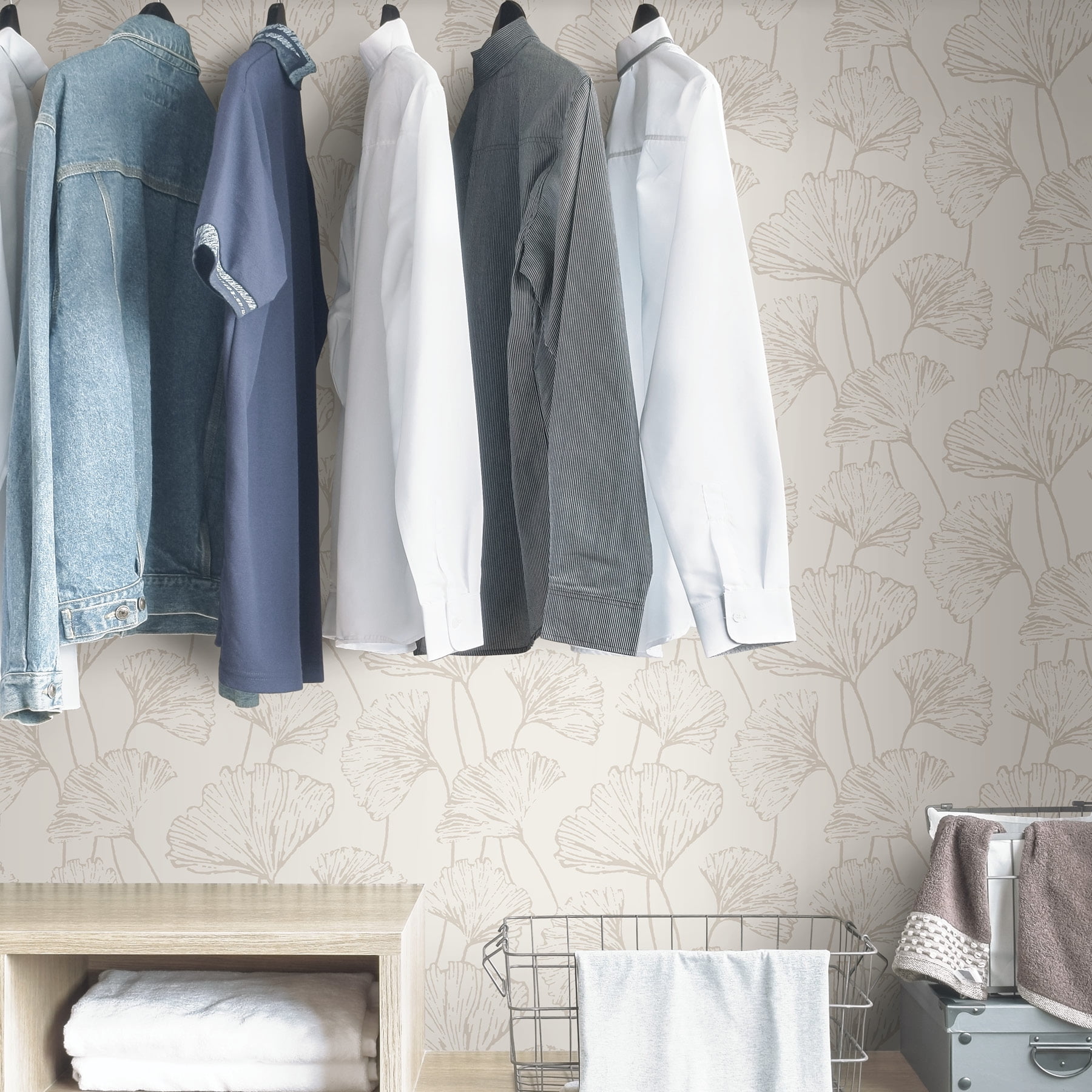 NuWallpaper Silver Hikarigaoka Vinyl Peel And Stick Wallpaper, 216-in by 20.5-in, 30.75 sq. ft.