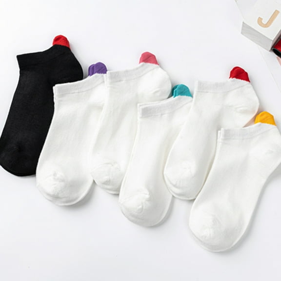 1 Pair Non-slip Elastic Low-tube Ankle Socks Cute Heart Stitching Girl Short Socks