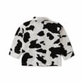 thumbnail image 3 of VBARHMQRT Vestes Courtes pour Enfants Fille Noir Blanc Col Rabattu Veste Imprimé Vache 2 à 6 Ans, 3 of 9