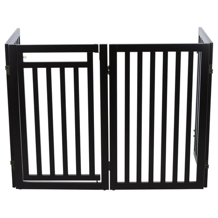 UPC: 4011905394589 | TRIXIE 4-Panel Foldable Wood Freestanding Pet Gate Walk Thru Door Expands to 80 Brown
