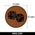 thumbnail image 2 of Pair of Dice Die 2.5" Faux Leather Round Engraved Iron-On Patch - Brown, 2 of 6