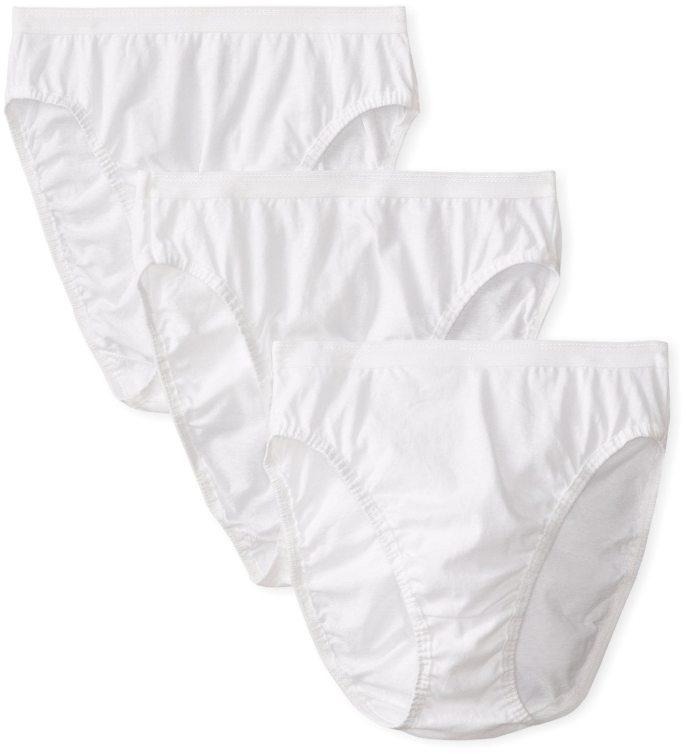 Fruit of the Loom Women`s 3 Pack White Cotton Hi-Cut Brief Panty, 10 ...