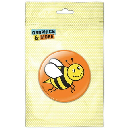 

Happy Bumble Bee Buzz Insect Honey on Orange Refrigerator Button Magnet