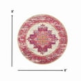 thumbnail image 2 of 8â€™ Round Ivory and Fuchsia Distressed Area Rug, 2 of 8