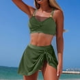 thumbnail image 4 of Sokhug Womens Two Piece Swimsuit Olive Green Twist Front Bikini Top with Mesh Swim Skirt Adjustable Straps Gold Accents Bathing Suit, 4 of 6