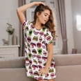 thumbnail image 3 of Balery Halloween Mouth Pattern Womens Short Sleeve Sleepshirt Scoopneck Cute Nightdress Comfy Nightgown Loungewear Dress, 3 of 6