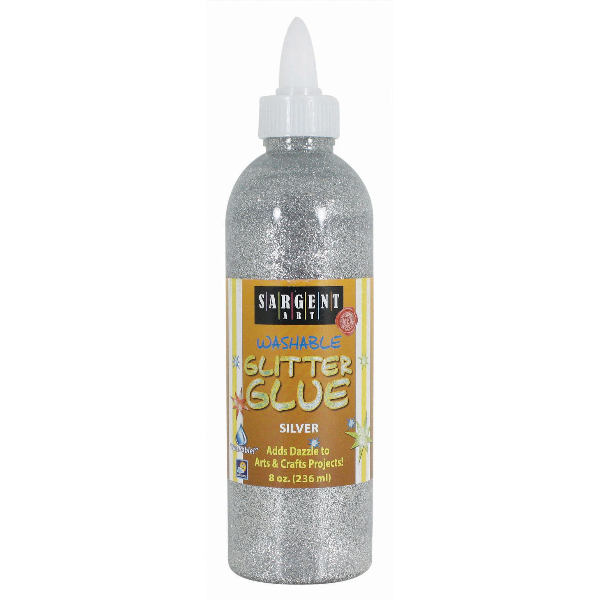 Sargent Art® Washable Glitter Glue, 8oz., Silver, Pack of 6