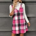 thumbnail image 5 of ZHYou Women Plaid Pinafore Dresses, Zip Front, V Neck, Sleeveless, Wool Blend, Overall Jumpers with Turtleneck Underlayer Stylish Casual Fall Winter Outfit,Hot Pink,S, 5 of 9