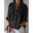 thumbnail image 1 of Camisa con cordones en la espalda para mujer, blusa de media manga de lino y algodón de Color liso, estilo dulce, Tops holgados informales para uso diario, novedad de verano 2024, 1 of 4