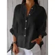 thumbnail image 5 of Camisa con cordones en la espalda para mujer, blusa de media manga de lino y algodón de Color liso, estilo dulce, Tops holgados informales para uso diario, novedad de verano 2024, 5 of 5