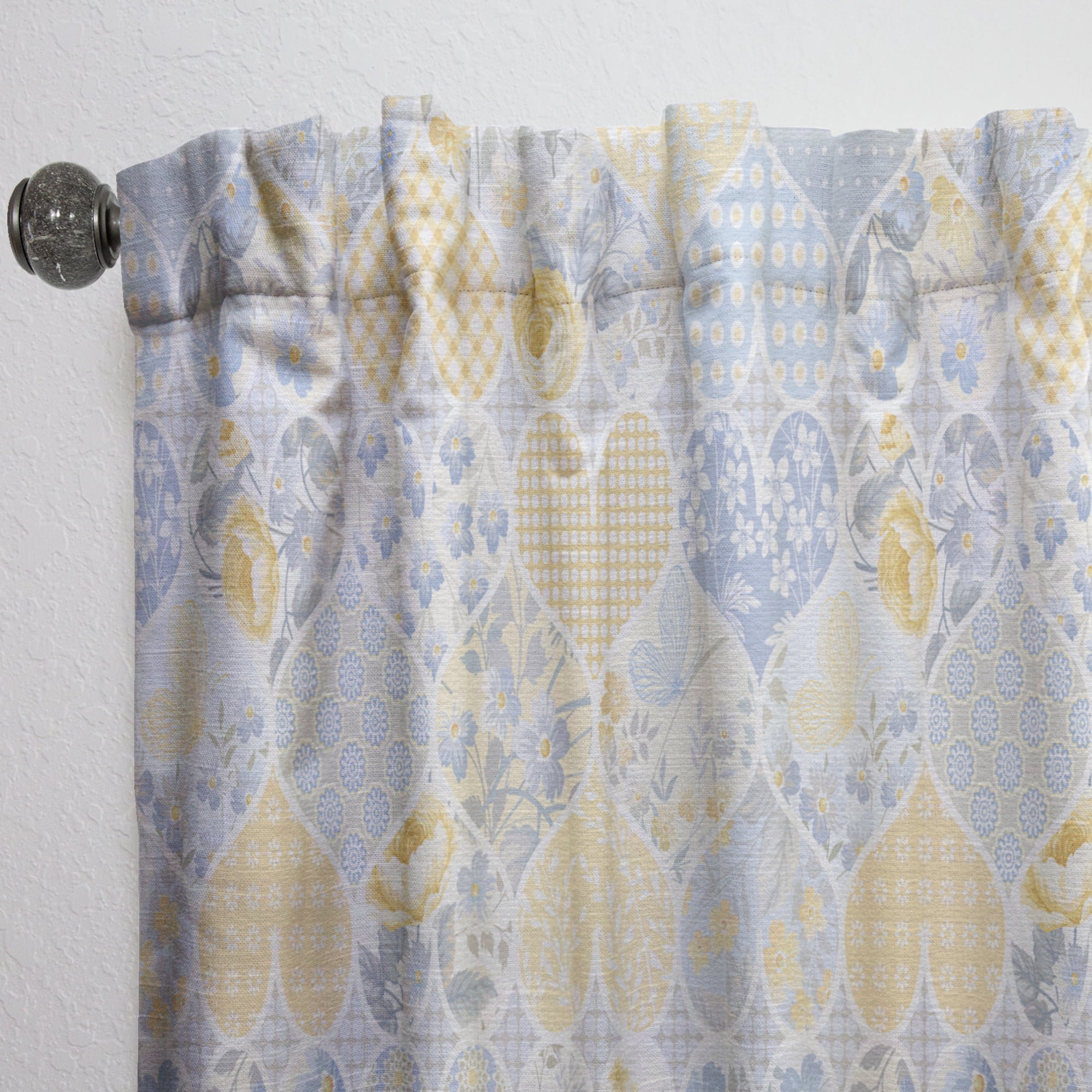 Designart 'Patchwork Hearts Pattern' Patterned Curtain Panel
