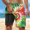 thumbnail image 2 of Men's Swim Trunks with Compression Liner Funny Quick Dry Baggy Elastic Drawstring Waist Mens Swimwear Gradient Trendy with Compression Liner Swimming Shorts for Men,Green,XXXXL, 2 of 4