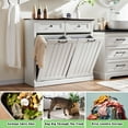 thumbnail image 4 of SinCiDo Kitchen Double Tilt Out Trash Can Cabinet, 20 Gallon Farmhouse Wooden Trash Garbage Can with Drawer, 4 of 7