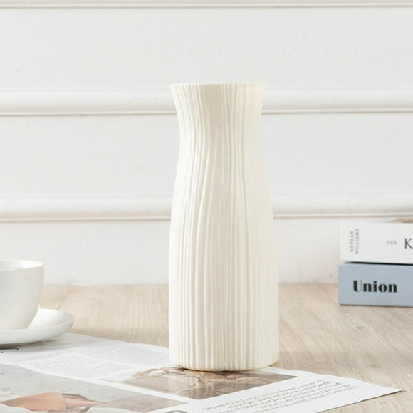 COM1950s Sturdy Plastic Vase, Large White Decorative Vase for Home Decor, Modern Centerpiece for Shelves, Tables and Gift-Giving