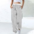 thumbnail image 2 of FRSASU Pants for Women Fashion Casual Stripe Printing High Waisted Drawstring Loose Ankle Pants White XL(XL), 2 of 5