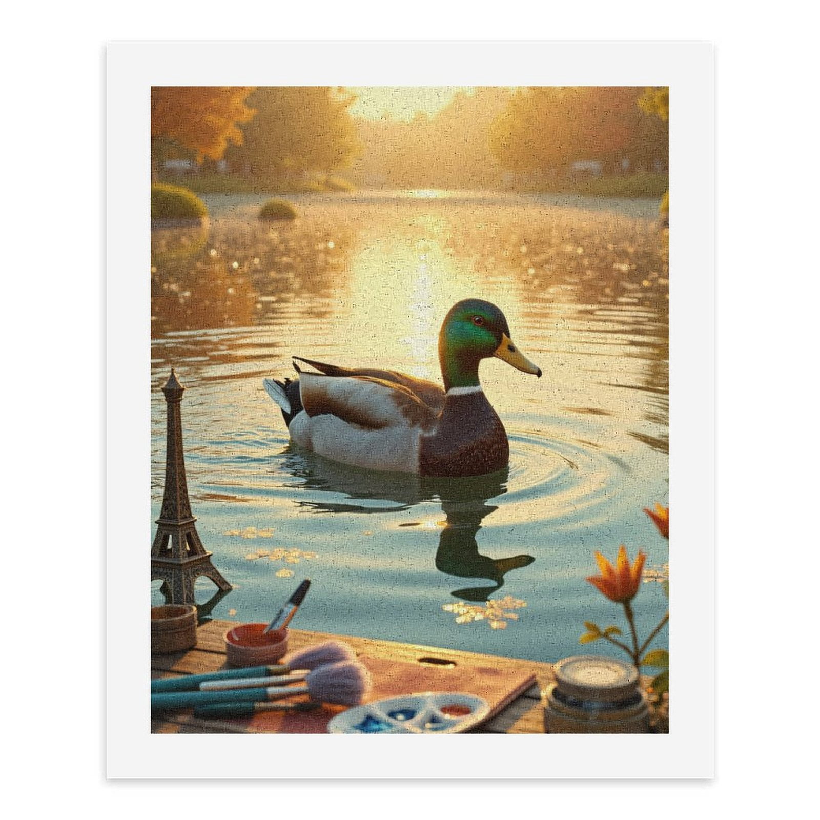 Paint By Numbers Kit for Adults Beginner - Duck Sunset Lake Art Supplies DIY Canvas Painting Kits for Adults, Frameless Paint By Number for Adults for Home Wall Decor 16x20 Inch