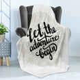 thumbnail image 4 of Adventure Soft Flannel Fleece Throw Blanket, Mandala Inspired Round Motif with Phrase Hipster Vintage, Cozy Plush for Indoor and Outdoor Use, 50" x 70", Pale Grey Black White, by Ambesonne, 4 of 5