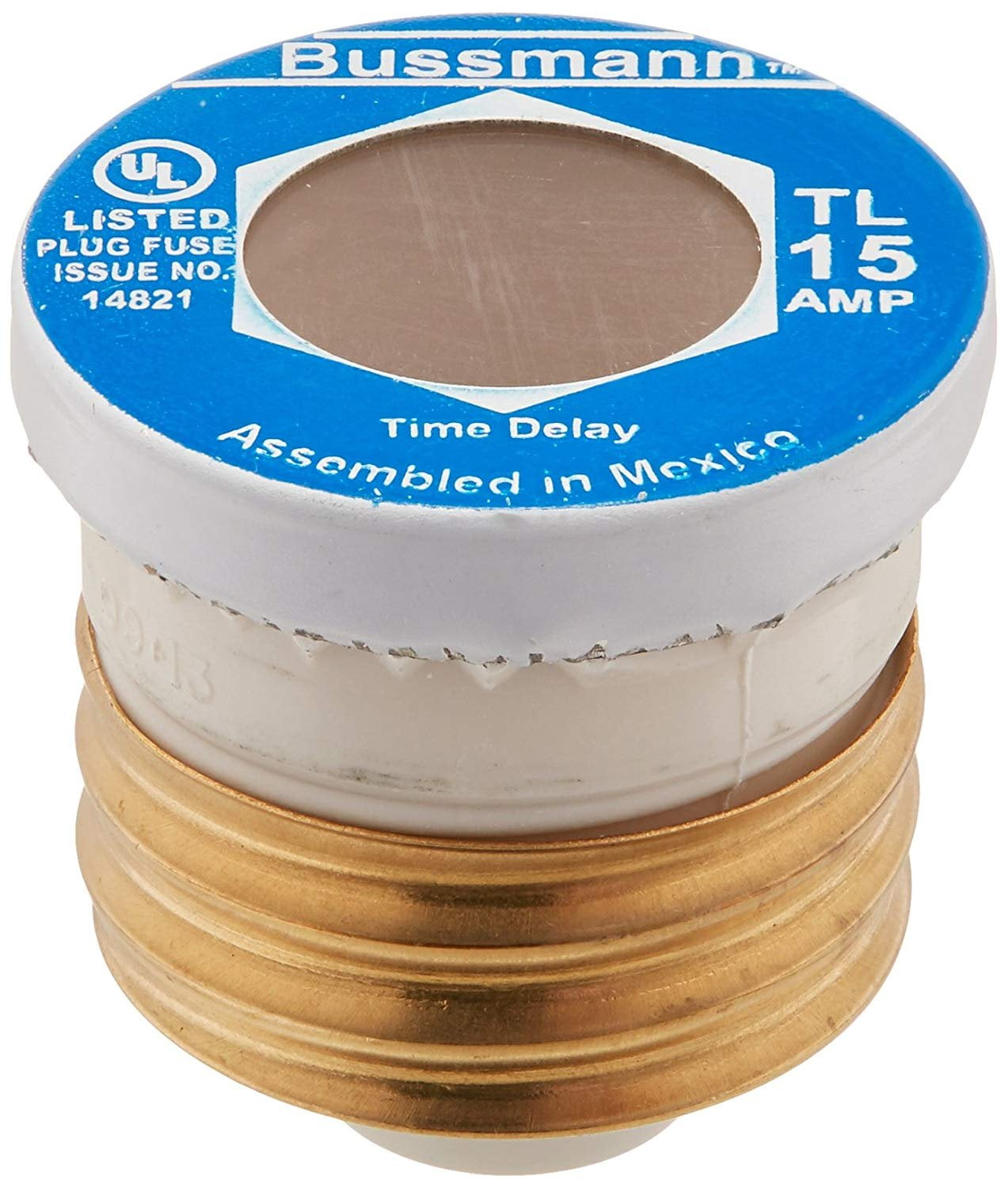 Bussmann TL-15 Medium Duty Time Delay Plug Fuse, 125 Vac, 15 A, 10 Ka