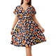 thumbnail image 1 of Vestido de mujer de talla grande estampado de manga corta con cintura elástica vestido informal MABOTO Vestido, 1 of 7