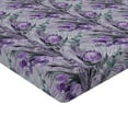 thumbnail image 4 of Ambesonne Floral Fitted Sheet, Retro Meadow Bloom Leaves, Queen Size, Violet Mauve and Grey Teal, 4 of 5