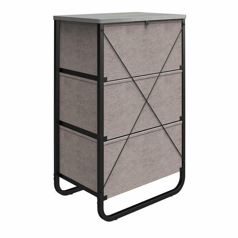 Keegan 3 Drawer Fabric Bin Storage Organizer with Metal Frame