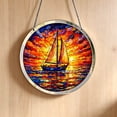 thumbnail image 5 of Round Acrylic Hanging Decor 20cm with Metal Chain, Colorful Art Ornament for Indoor Outdoor Garden Patio, Stained Glass Style Suncatcher for Wall Window or Tree Decoration, 5 of 5